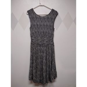 Moulinette Soeurs Anthropologie black white abstract print dress scoop neck